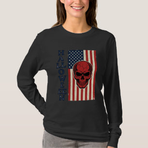 Halloween Skull Patriotic Vintage Scary Flag_1 T-Shirt