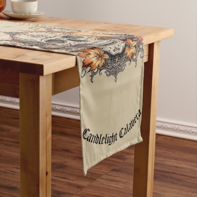 Halloween,Skull Pattern, Candlelight Calavera, Medium Table Runner (In Situ)
