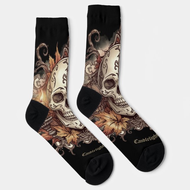 Halloween,Skull Pattern, Candlelight Calavera, Soc Socks (Right)