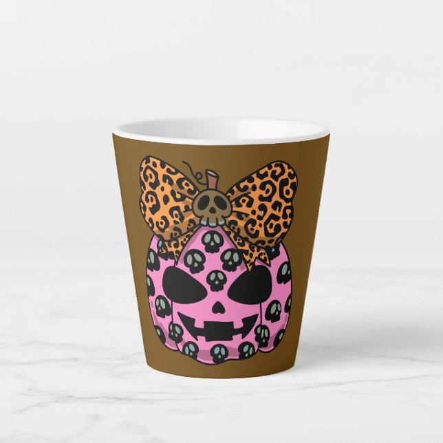 Halloween,Skull Pattern ,Face Pumpkin, Modern Latte Mug (Front)