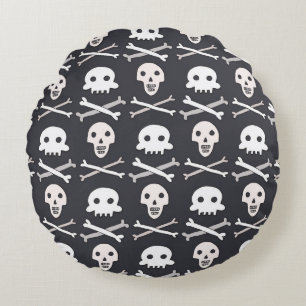 Halloween skull pattern round pillow