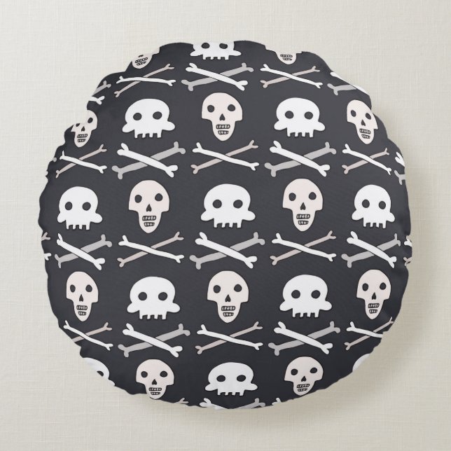 Halloween skull pattern round pillow (Front)
