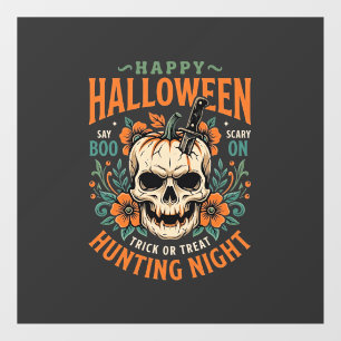 Halloween Skull Pumpkin Hunting Night Design_1 Window Cling