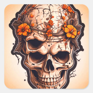 Halloween skull pumpkin sticker