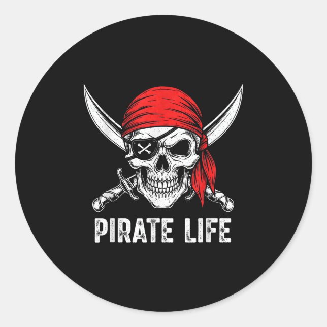 Halloween Skull Rate Of The Caribbean Costume Men  Classic Round Sticker (Front)