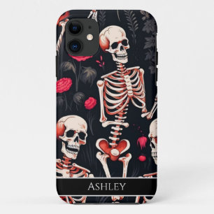 Halloween Skull Red Roses Personalized iPhone 11 Case
