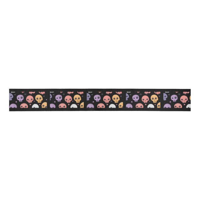 Halloween Skull Ribbon Grosgrain Ribbon (Front)