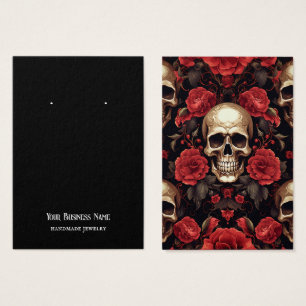 Halloween Skull Roses Earring Display Card