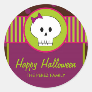 Halloween Skull, Round Favour Tags/ Topper Classic Round Sticker