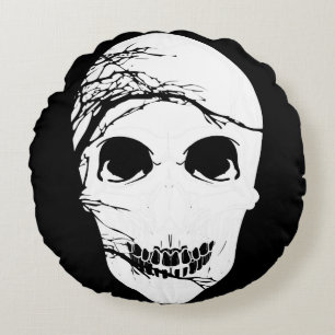 Halloween Skull Round Pillow