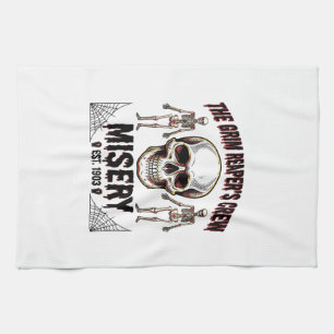 Halloween Skull Scary Creepy Vintage Story_1 Kitchen Towel