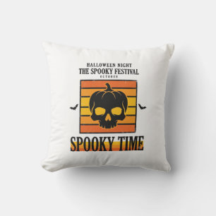 Halloween Skull Scary Funny Vintage Quote_1 Throw Pillow