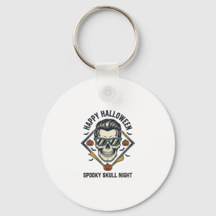 Halloween Skull Shirt Vintage Engraving Graphic_1 Keychain