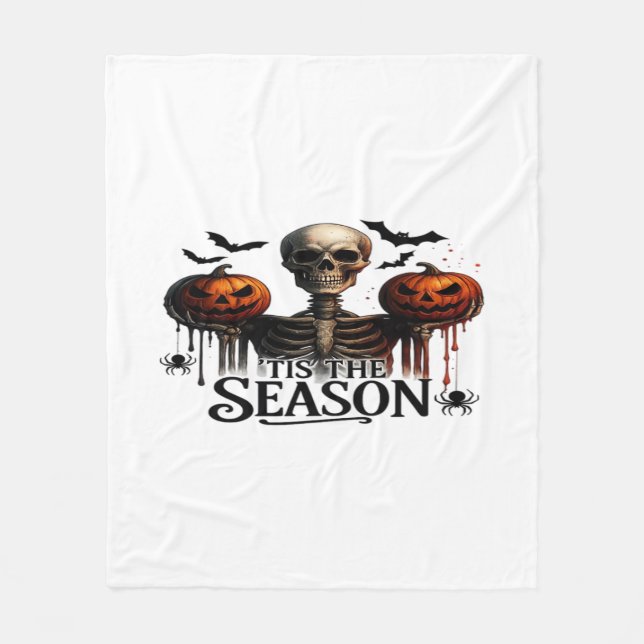 Halloween Skull Skeleton Fleece Blanket (Front)