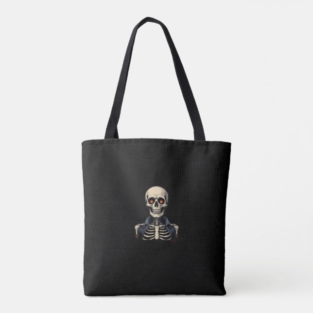 Halloween Skull Skeleton Tote Bag - Spooky  (Back)