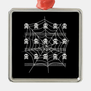 Halloween Skull Spider Web Costume Trick Or Treat Metal Ornament