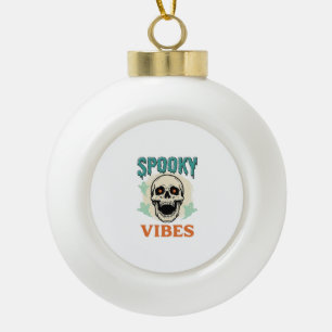 Halloween Skull Spooky Vibes Vintage Horror_1 Ceramic Ball Christmas Ornament