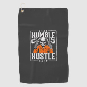 Halloween Skull Stay Humble Hustle Hard Golf Towel