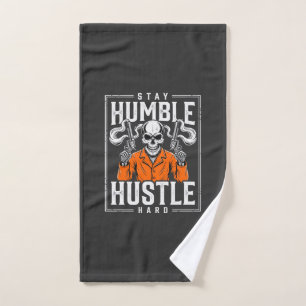 Halloween Skull Stay Humble Hustle Hard Hand Towel