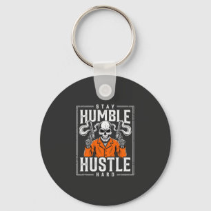 Halloween Skull Stay Humble Hustle Hard Keychain