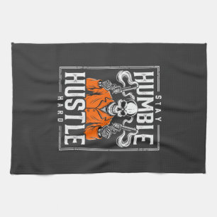 Halloween Skull Stay Humble Hustle Hard Kitchen Towel