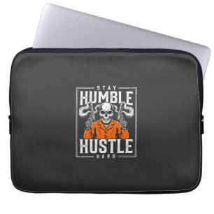 Halloween Skull Stay Humble Hustle Hard Laptop Sleeve