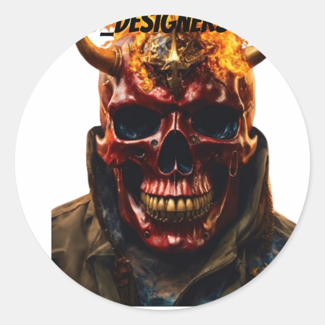 Halloween, SKULL, Stickers Rond Classique (Devant)