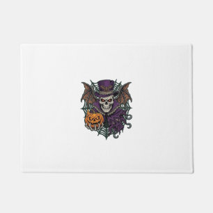 Halloween Skull Top Hat Bat Wings Pumpkin Spider W Doormat