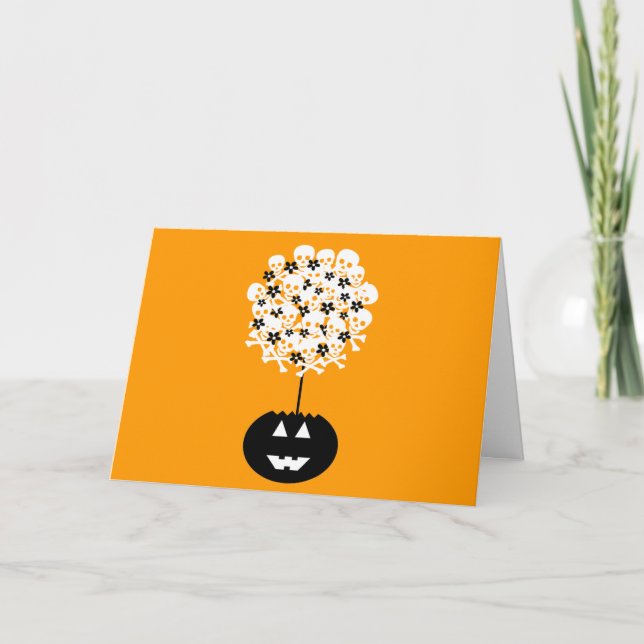 Halloween Skull Topiary Card (Front)