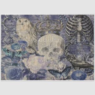 Halloween Skull with crown and owl Tissue Paper