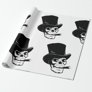 HALLOWEEN SKULL WITH HAT  WRAPPING PAPER