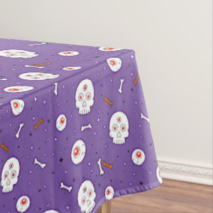 Halloween Skulls Bones Eyeballs Purple Large  Tablecloth