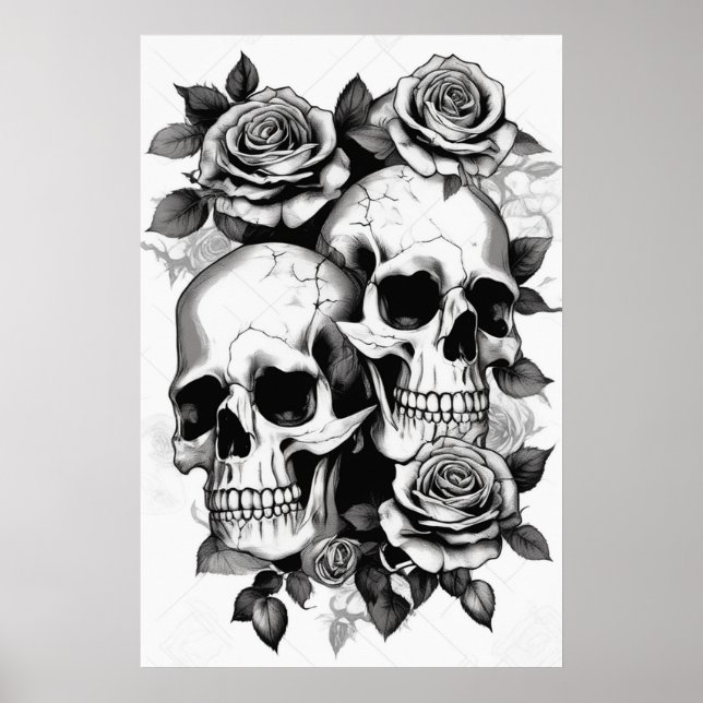 Halloween Skulls Digital Art Download, Nightmare Poster (Front)