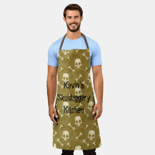 Halloween Skulls Editable Name Apron