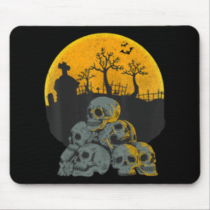 Halloween Skulls Heads Moon Skeleton Costume Kids Mouse Pad