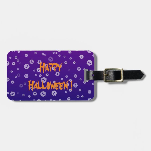 Halloween Skulls Luggage Tag (Front Horizontal)
