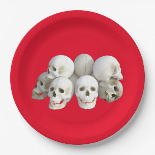 Halloween Skulls Paper Plate