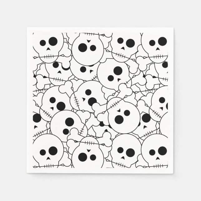 Halloween Skulls Pattern Paper Napkins (Front)