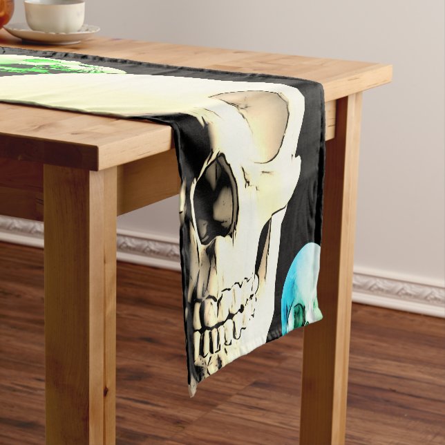 Halloween Skulls Pattern Short Table Runner (In Situ)