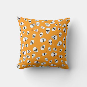 Halloween Skulls Pattern Throw Pillow