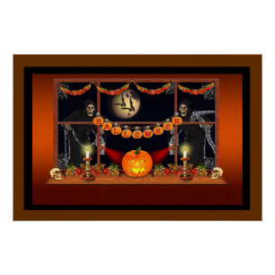 Halloween Skulls, Pumpkins and Chains Poster