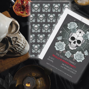 Halloween Skulls & Roses Party Customize Invitation