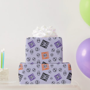 Halloween Skulls Seamless Purple Wrapping Paper