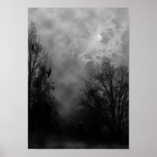 Halloween Sky with Ravens Poster