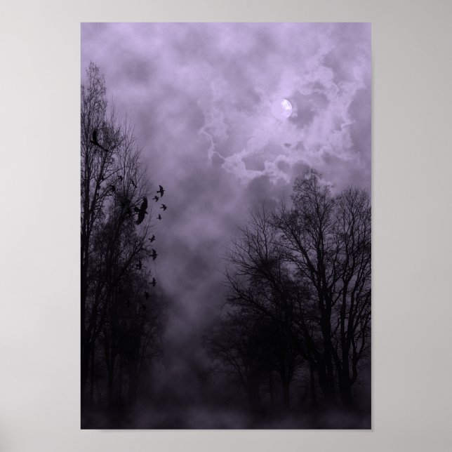 Halloween Sky with Ravens Purple Mist Poster (Front)