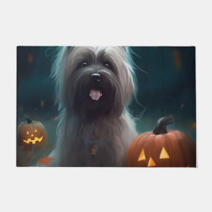 Halloween Skye Terrier With Pumpkins Scary  Doormat