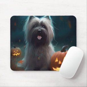 Halloween Skye Terrier With Pumpkins Scary  Mouse Pad
