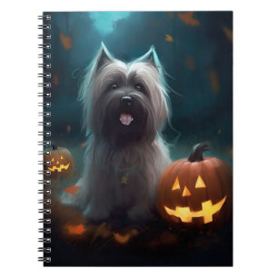 Halloween Skye Terrier With Pumpkins Scary Notebook