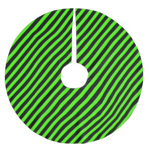 Halloween Slime Green and Black Stripe Brushed Polyester Tree Skirt