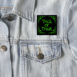 Halloween Slime Green Trick or Treat 2 Inch Square Button
